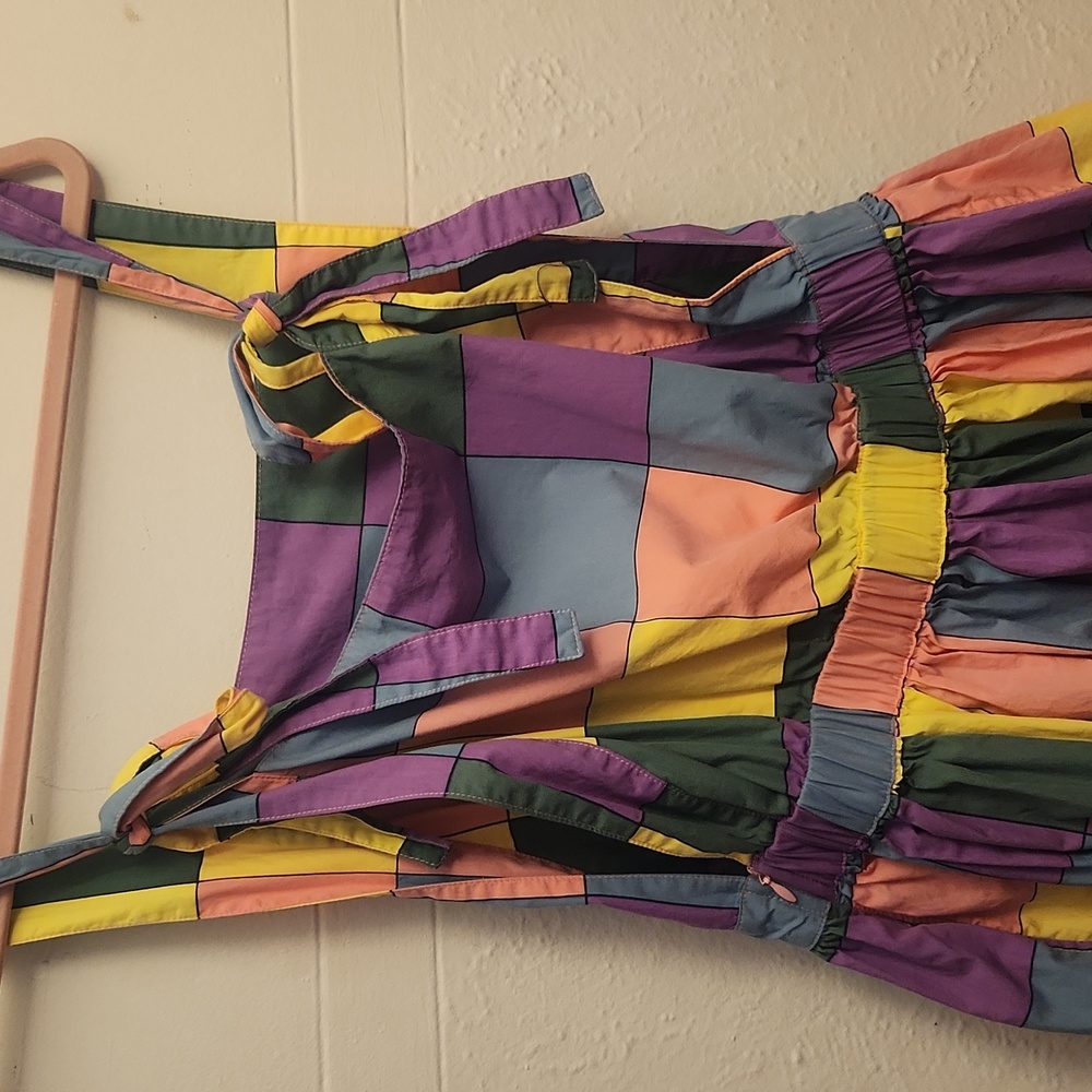 Colorblock Patchwork Pinafore Dress in Yellow, Purple, Pink, Green - Picture 5 of 5